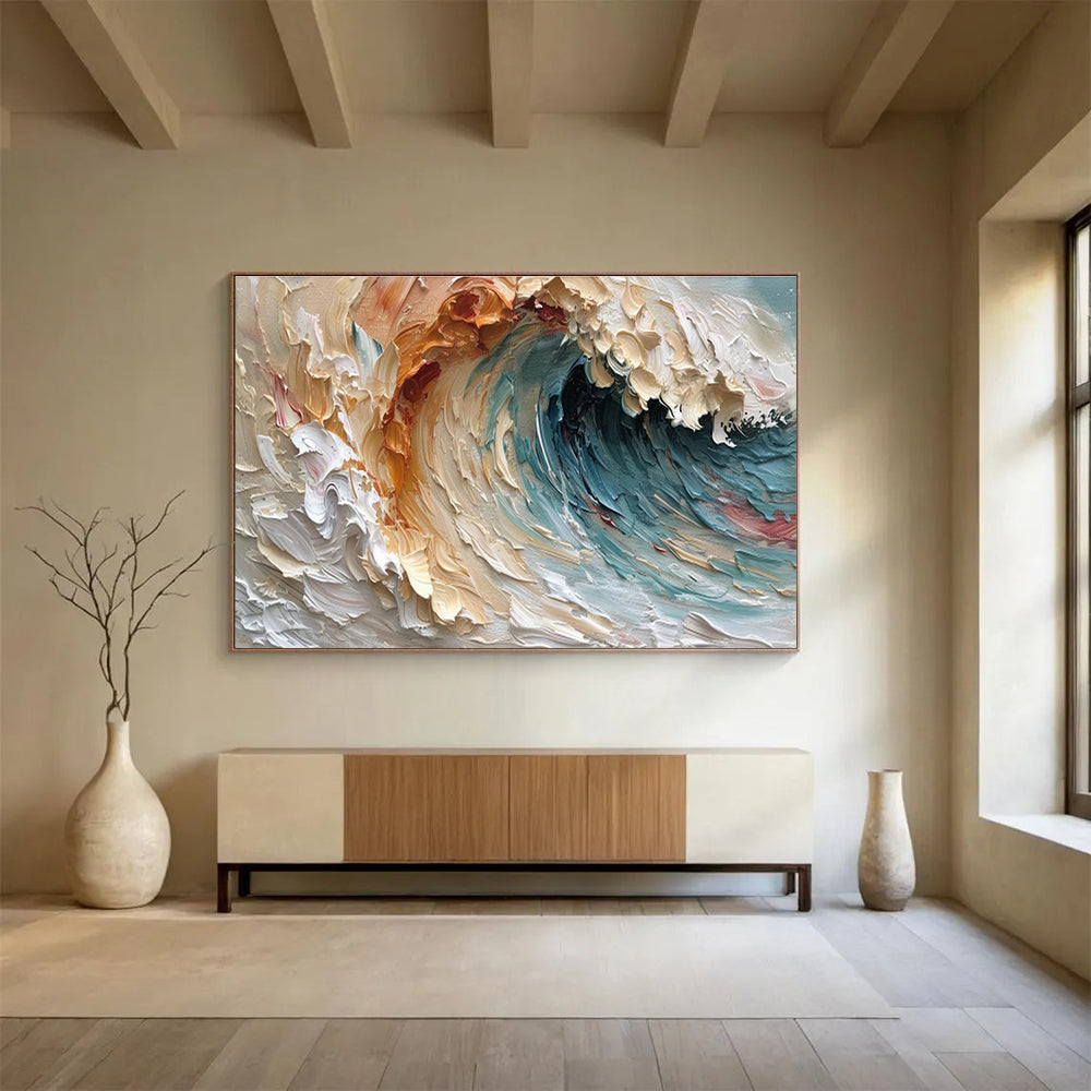 Textured Ocean Wave Art for Relaxing Bathroom Retreat DLZ3060