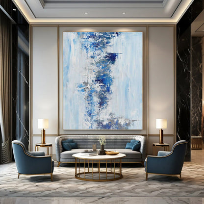 Blue - White Abstract Art for Coastal Home Entryway Walls DLZ0072