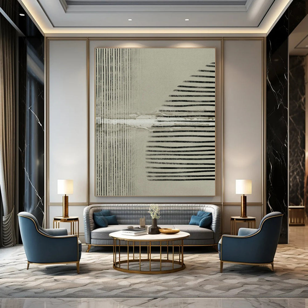 Industrial - Chic Striped Art for Loft Café & Minimalist Office DLZ1381