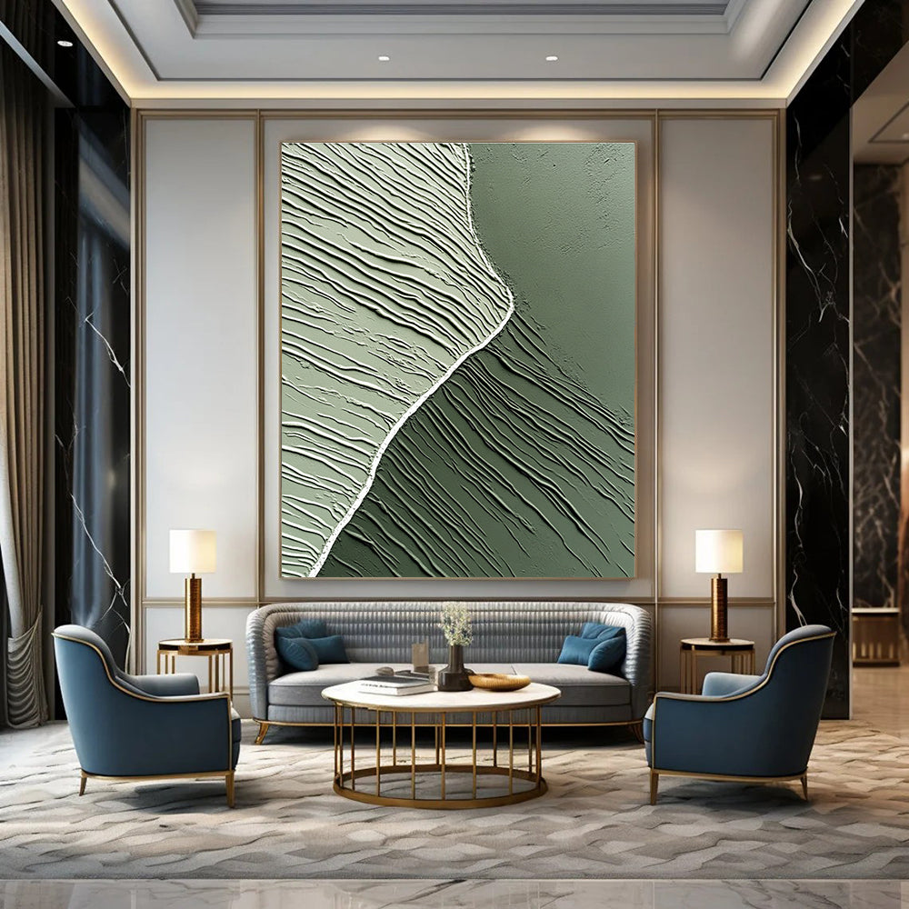 Textured Green Waves for Nature - Inspired Spa & Modern Eco - Friendly Home STSC962