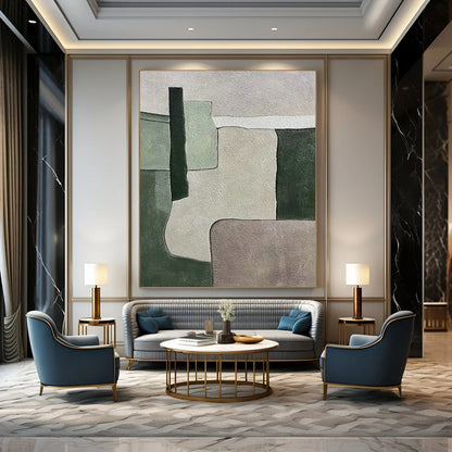 Green - Gray Geometric Abstract Art for Home Office & Minimalist Space DLZ0589