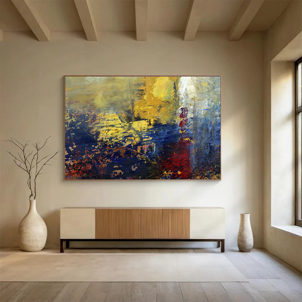 Bold Yellow - Blue - Red Abstract Art for Dynamic Startup Workspaces DLZ3106