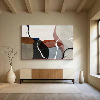 Curved Line Geometric Abstract Art for Artistic Studio DLZ2742