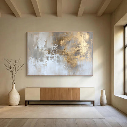 Gold - Accented Gray Abstract Art for Luxury Hotel Suite & Upscale Home Library SC234