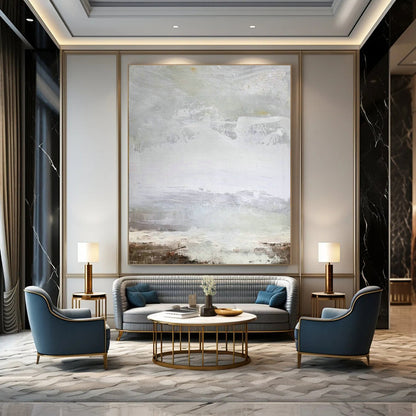 Gray - White Abstract Art for Spa Relaxation Area & Minimalist Bedroom DLZ2057