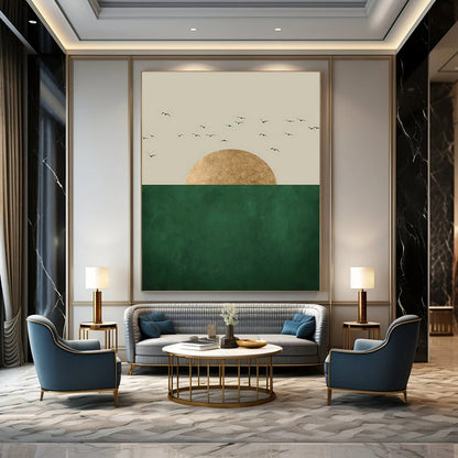 Minimalist Golden Sunset Wall Art for Living Room & Office DLZ0391