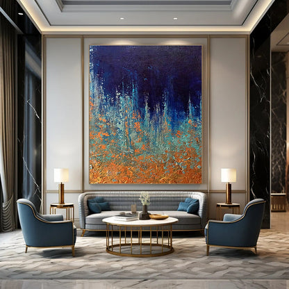 Blue - Orange Abstract Art for Lakeside Cabin Porch Areas DLZ0054