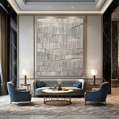 Gray and White Textured Abstract Art for Industrial Loft & Contemporary Home Hallway DLZ1595