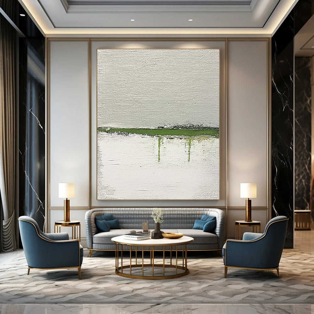 Green Drip on White Art for Minimalist Home & Contemporary Art Space STSC1094