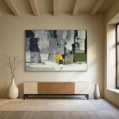 Grey - Purple Geometric Abstract Art for Chic Entryway DLZ2749