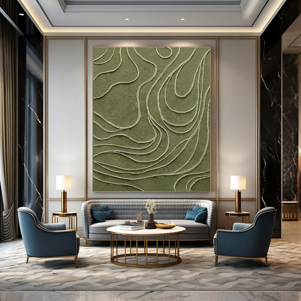 Olive Green Line - Texture Art for Nature - Inspired Home Entryways DLZ0236