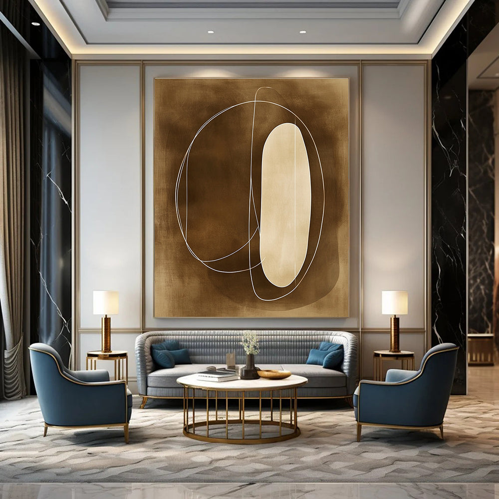 Brown and White Line Abstract for Mid - Century Modern Home & Calming Meditation Space STSC484