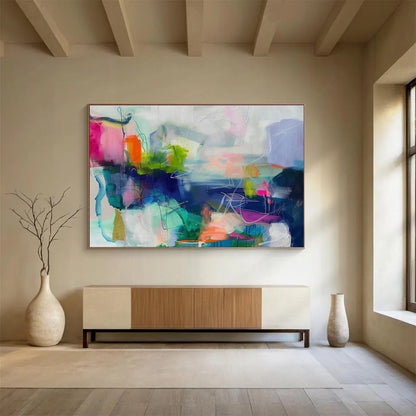 Vibrant Abstract Composition Art for Modern Office Breakroom DLZ2858