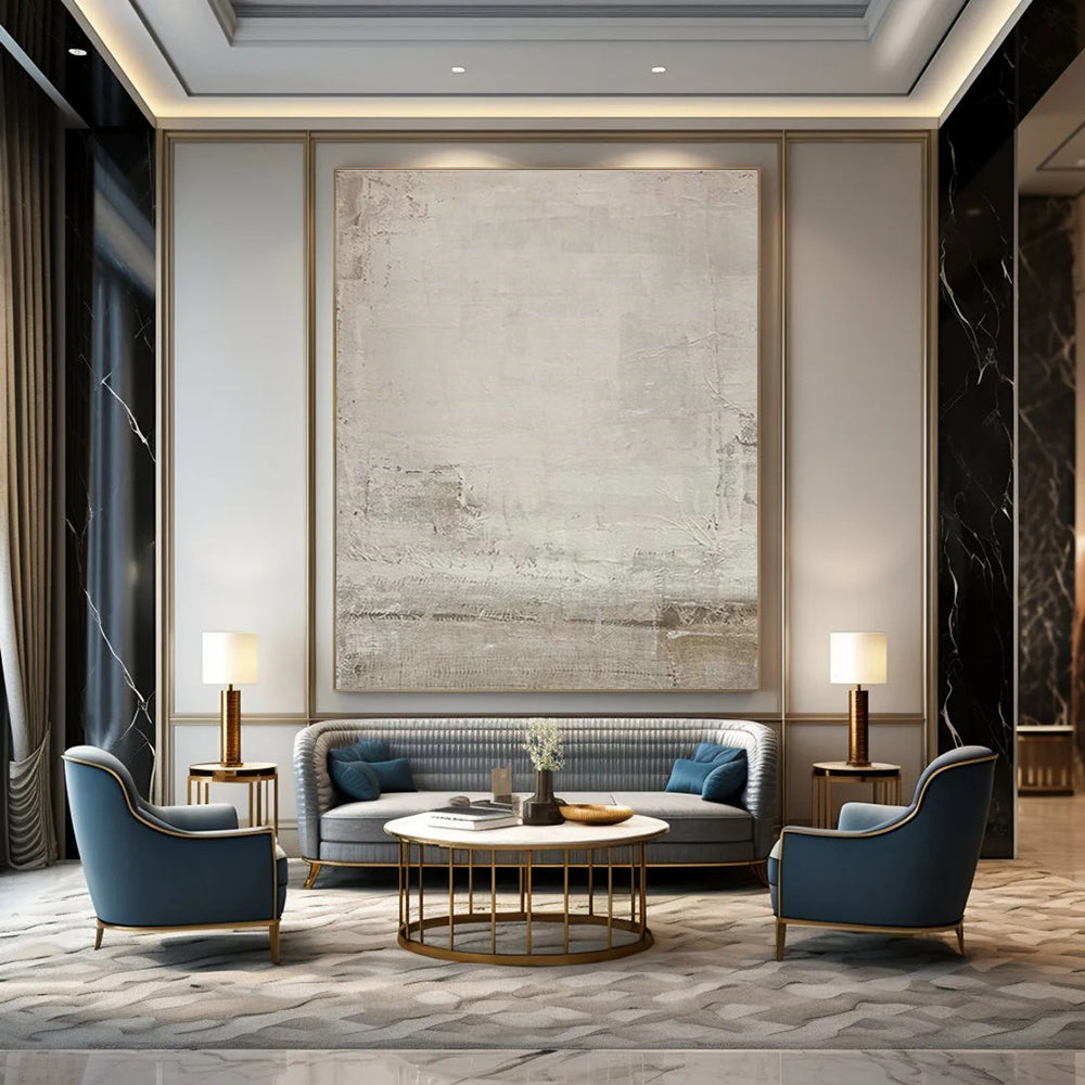 Light Gray Abstract Art for Calming Home Bedroom Ceiling Accents DLZ0186