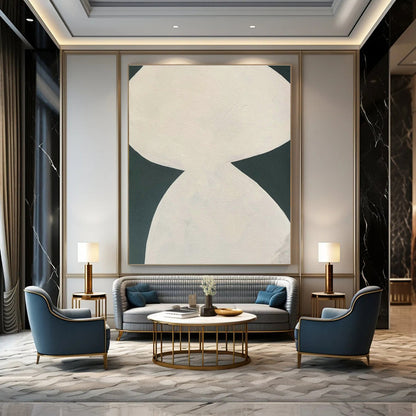 White Double - Shape Abstract Art for Minimalist Gallery & Home Study DLZ1088