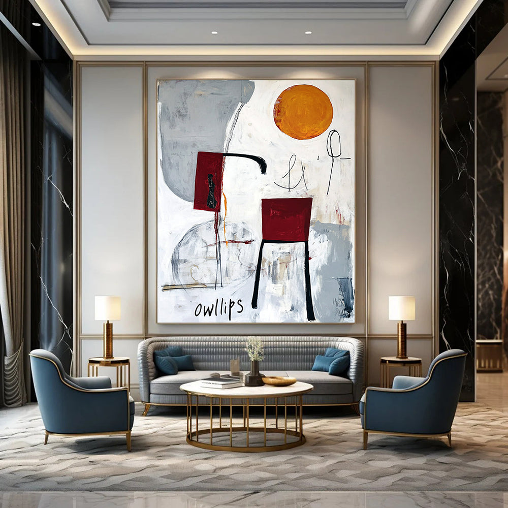 Minimalist Abstract with “owllips” for Art - Centric Café & Bohemian Living Room STSC828