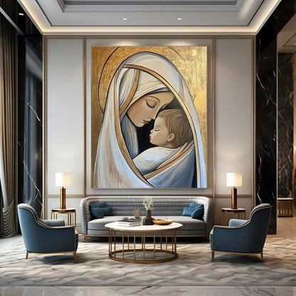 Madonna and Child Art for Religious Institution & Serene Home Prayer Room STSC1434