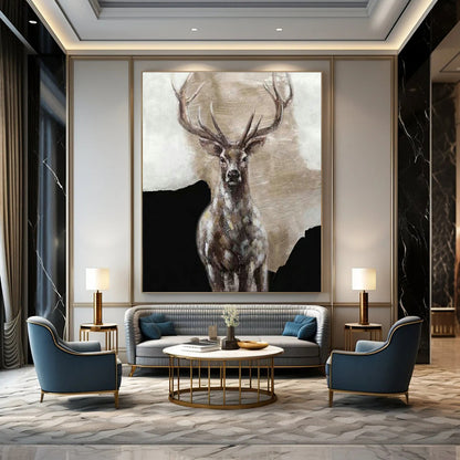 Majestic Stag Portrait for Rustic Lodge & Wildlife - Themed Office DLZ2162