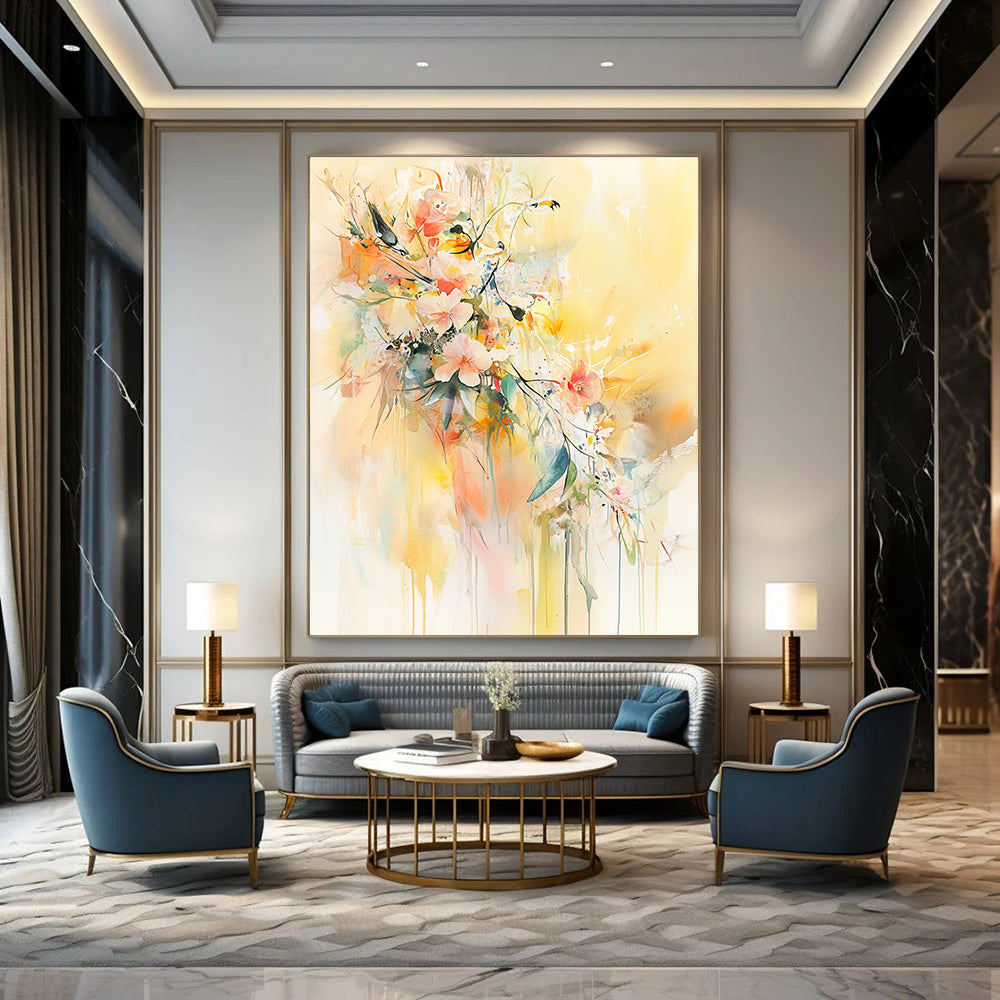 Floral Watercolor Bouquet for Romantic Bedroom & Elegant Tea Room STSC501