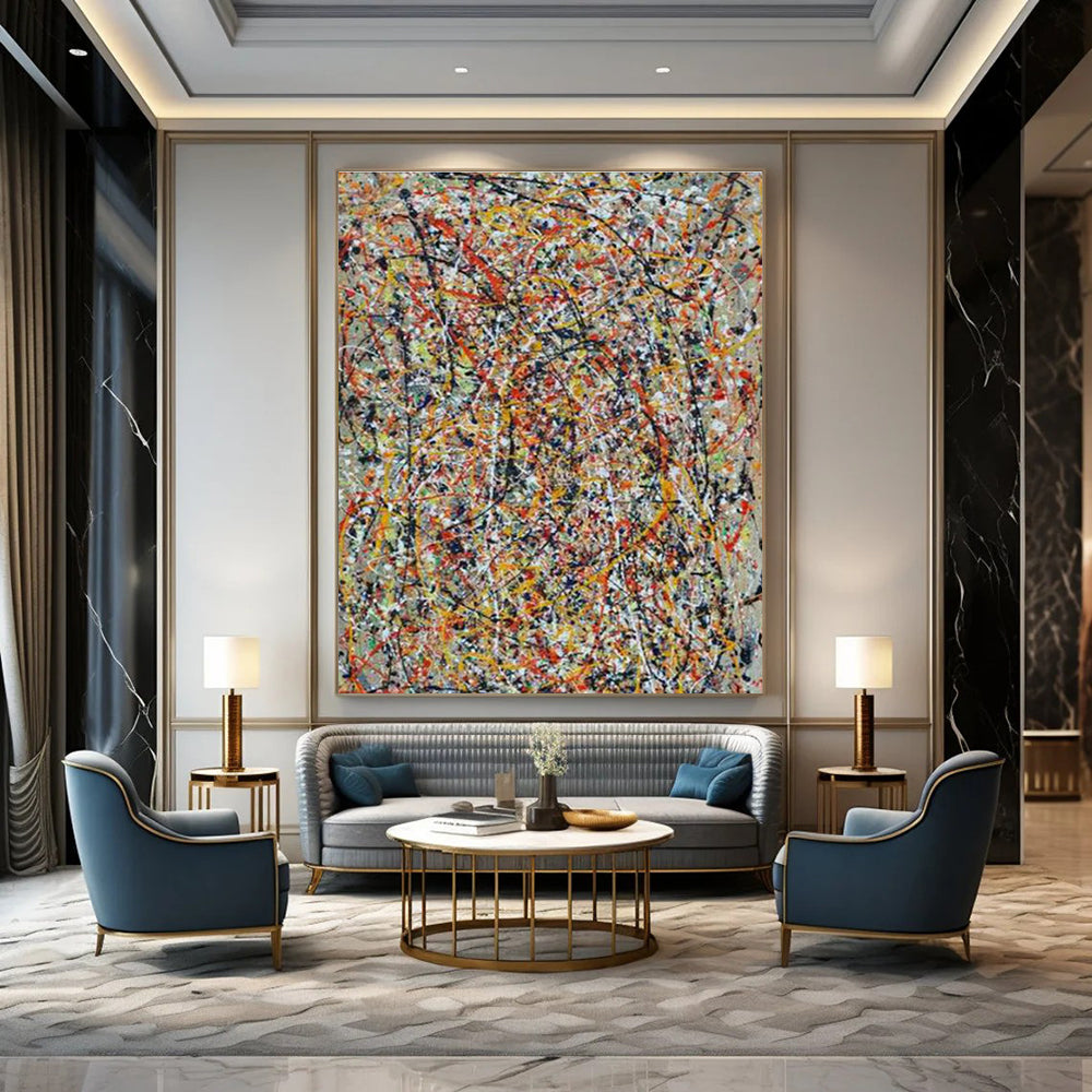 Pollock - Style Abstract Art for Creative Agency Breakroom & Eclectic Art Bar DLZ1573