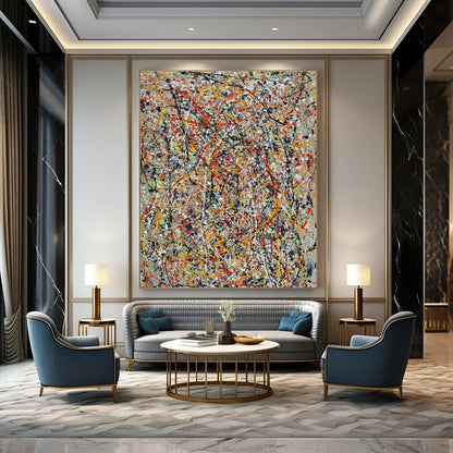Pollock - Style Abstract Art for Creative Agency Breakroom & Eclectic Art Bar DLZ1573
