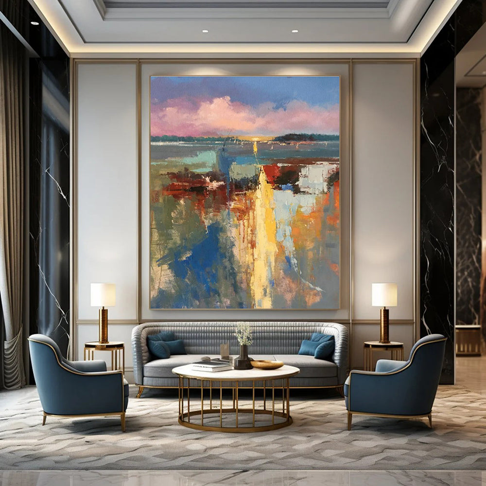 Colorful Coastal Abstract Art for Sunroom & Yacht Club DLZ2278