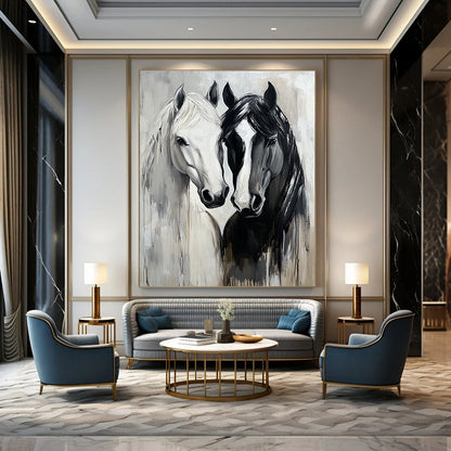 Two Horses’ Heads Art for Equestrian Center & Rustic Home Office STSC1388