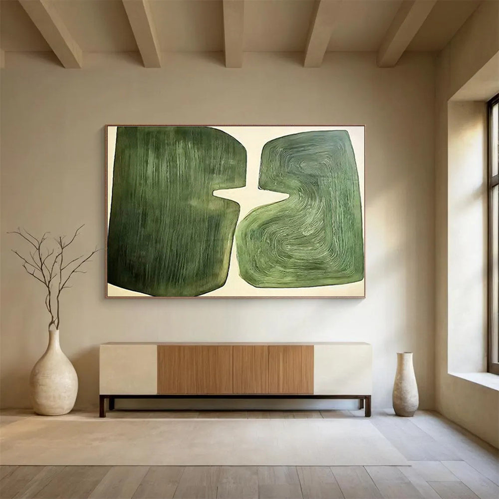 Green Abstract Shapes Art for Modern Minimalist Office DLZ2913