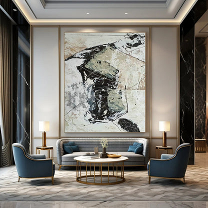Black - White Line Abstract Art for Living Room & Modern Office DLZ0559