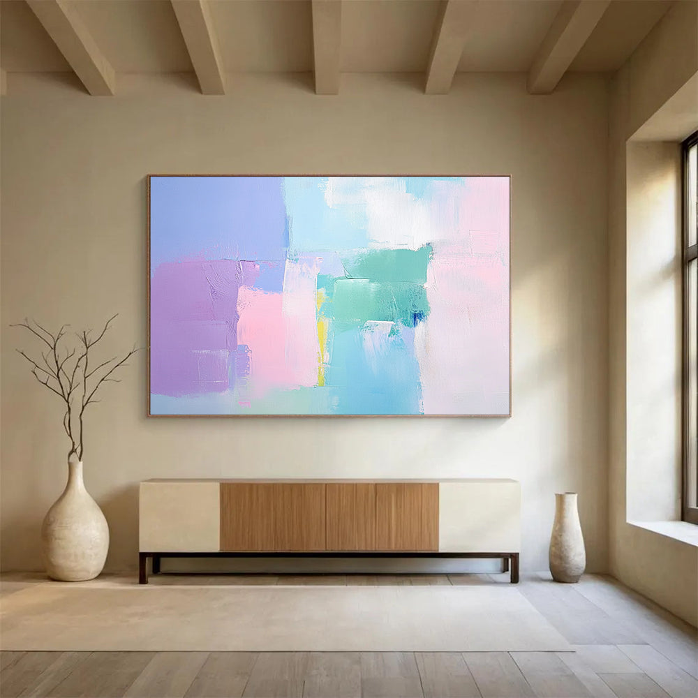Pastel Color - Block Abstract Art for Feminine Bedroom & Soft - Toned Café SC255