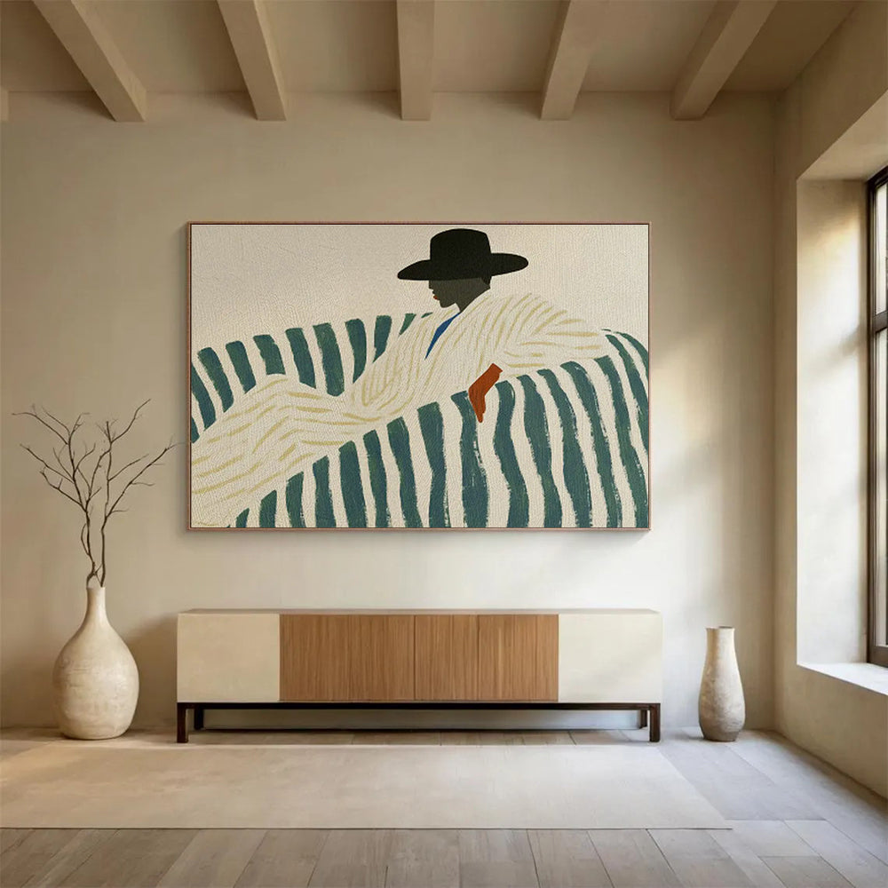 Striped Sofa Figure Art for Mid - Century Modern Living Rooms DLZ2613