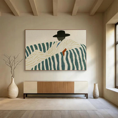 Striped Sofa Figure Art for Mid - Century Modern Living Rooms DLZ2613