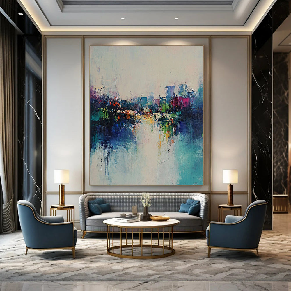 Abstract Cityscape with River for Modern Living Room & Travel - Lover’s Lounge STSC562