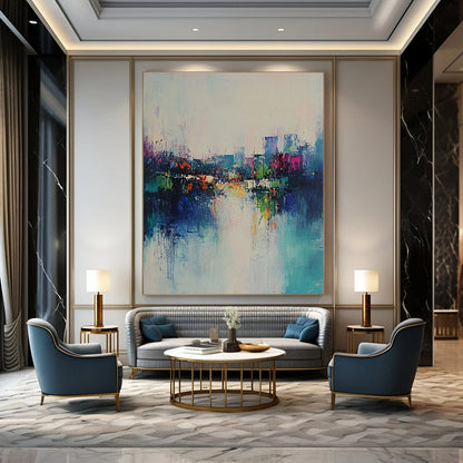 Abstract Cityscape with River for Modern Living Room & Travel - Lover’s Lounge STSC562