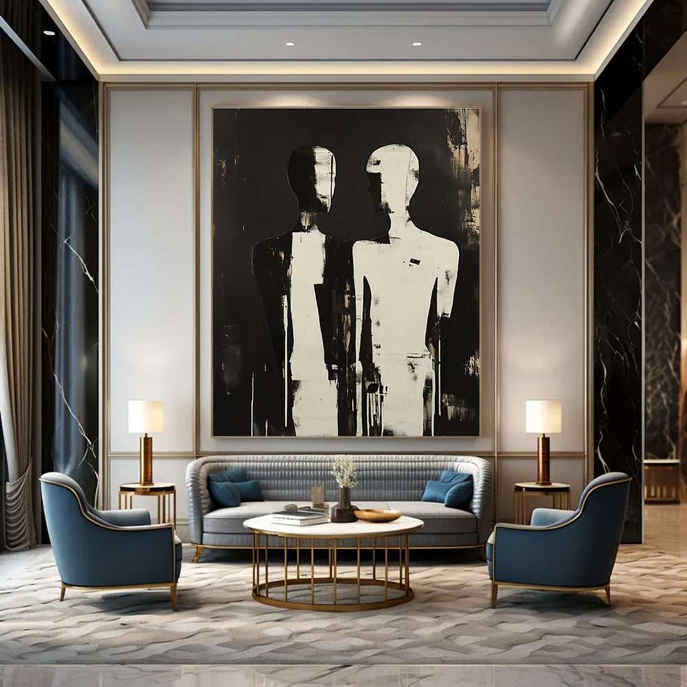 Silhouetted Figures in Black and White for Thoughtful Counseling Office & Avant - Garde Home STSC908
