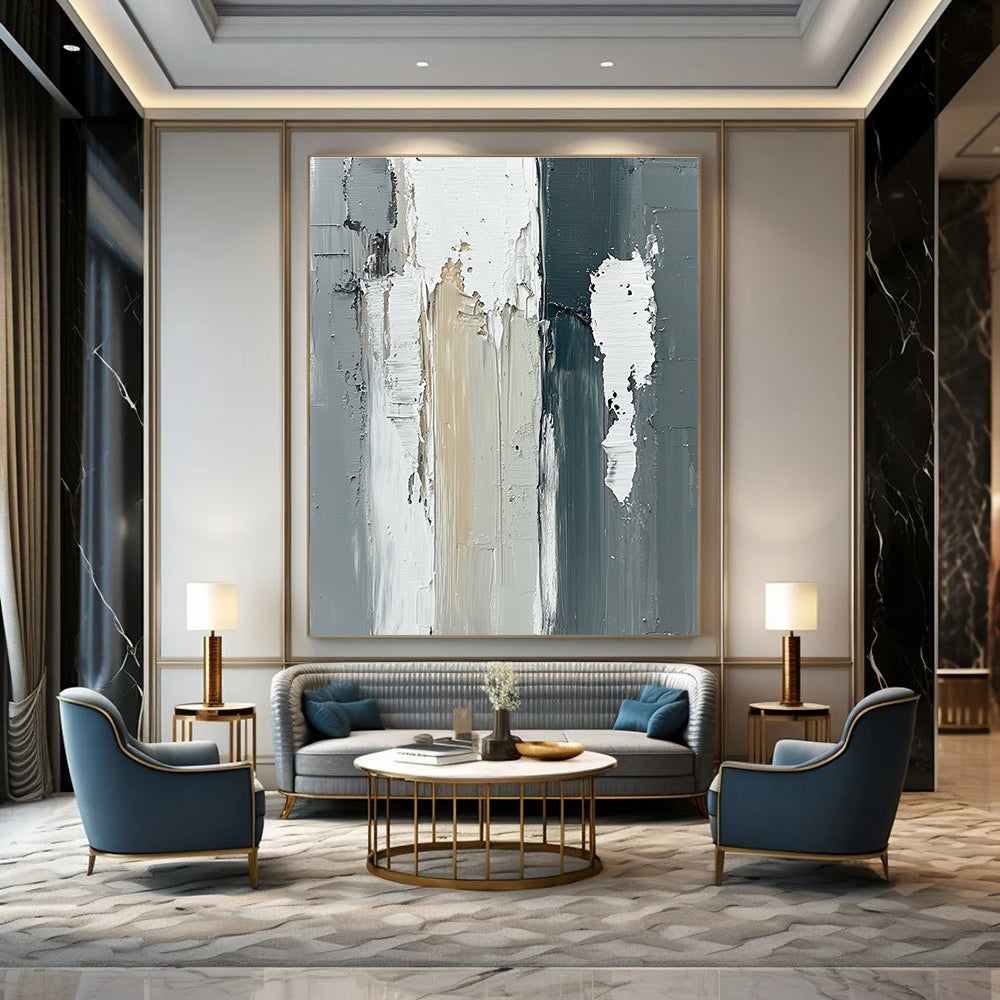 Textured Gray and White Abstract for Scandinavian - Style Home & Contemporary Office STSC579