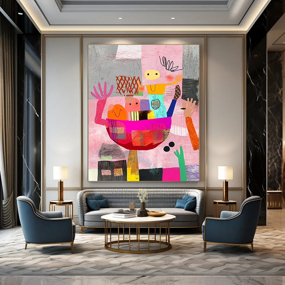 Playful Abstract Figures for Family - Friendly Daycare & Whimsical Art Studio STSC968