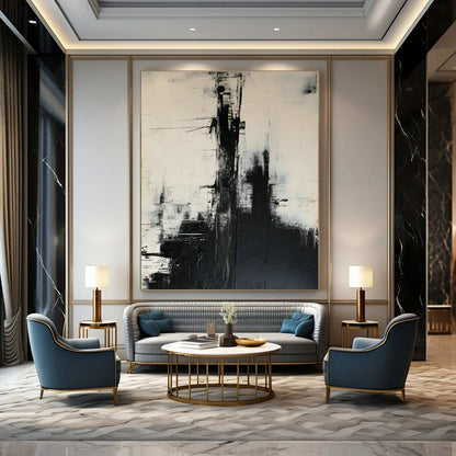 Black - White Abstract Art for Industrial Loft & Contemporary Art Space DLZ1268
