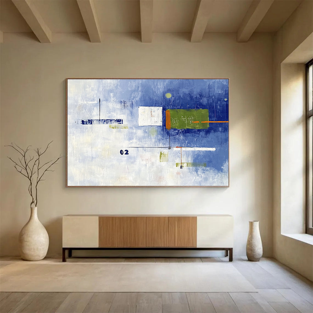 Blue - Toned Abstract Art for Creative Workshop & Nautical - Themed Restaurant SC493