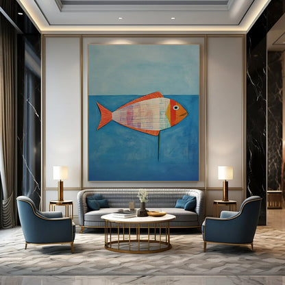 Collage Fish Art for Seaside Cottage & Children’s Playroom DLZ1763