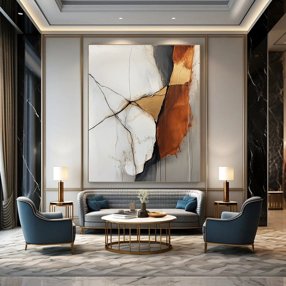 Cracked Gold and Brown Abstract for Luxury Hotel Lobby & Upscale Dining Room STSC655