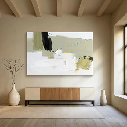 Green - Yellow - White - Black Abstract Art for Dining Room Vibrant Gatherings DLZ2698