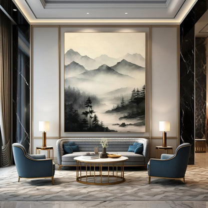 Ink - Wash Landscape Art for Living Room & Study DLZ0385