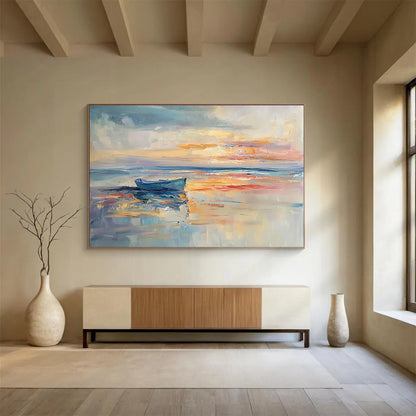 Boat on Calm Sea Art for Seaside Bed and Breakfast & Travel - Lover’s Study SC133