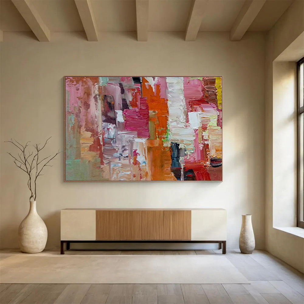 Pink - Orange Geometric Abstract Art for Cheerful Kitchen DLZ2759
