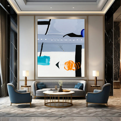 Light Blue - Gray Abstract Art for Minimalist Office & Home Library DLZ1106