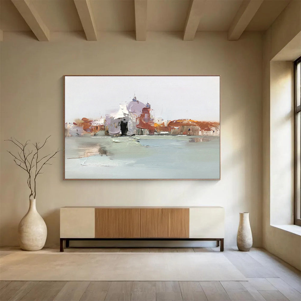 Hazy Rooftops & Water Art for Travel Bug - Filled Living Room DLZ3015