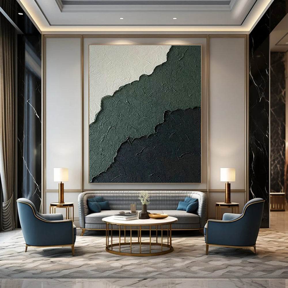 Gray - Green - Black Layered Abstract Art for Industrial Home & Art Studio DLZ1225