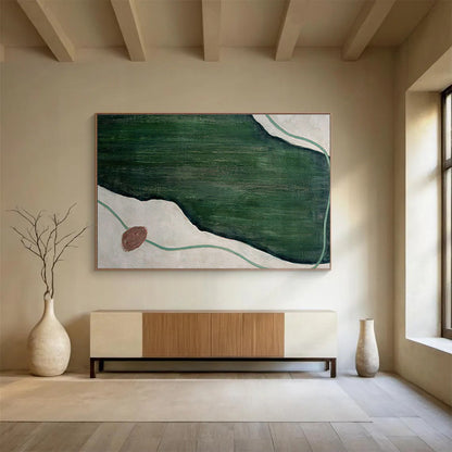 Green - White Geometric Abstract for Modern Wellness Center DLZ2994