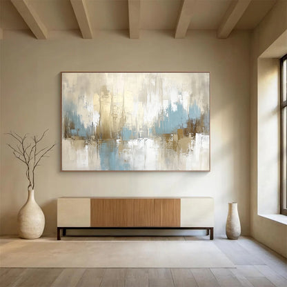 Beige Blue Abstract Art for Modern Living Room & Corporate Office Lounge SC097